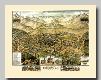 Prescott - Arizona - carte - panoramique - carte - vintage - vue Potomac