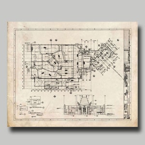 Disney World - Great Movie Ride - Blueprint - Hollywood Studios - Disney - Black Ink - Disneyland- Print - Poster