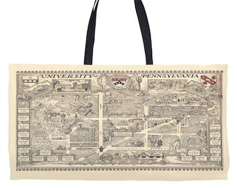 Université de Pennsylvanie - UPenn - sac de week-end - carte - vintage