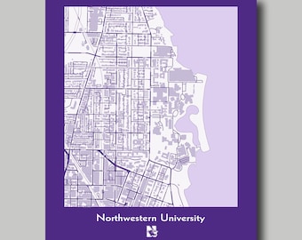 Northwestern University - Evanston - Wildcats - Map - Print - Poster