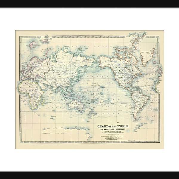 World Map of the Ocean Currents 1893 Print Poster