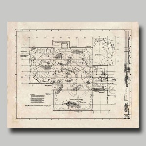 Disney World -Pirates of the Caribbean  - Blueprint -  Disney - Disneyland - Black Ink - Print - Poster