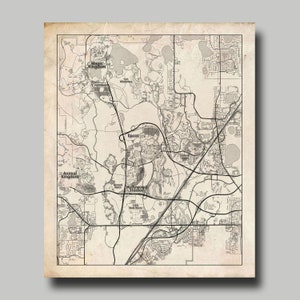 Disney World Map - Vintage - Disney Map - Panoramic - Vintage - Map of Disney World - Print - Poster