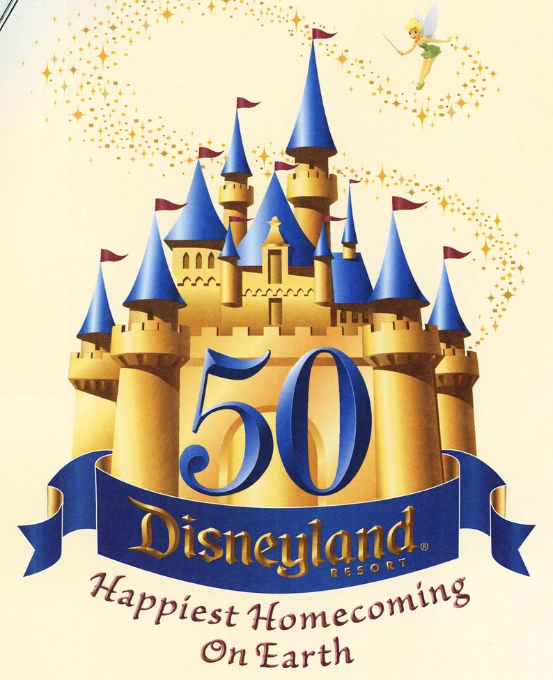 Disneyland Map 50th Anniversary Disney Map Panoramic Birds Eye View Map of Disneyland Print Poster image 2