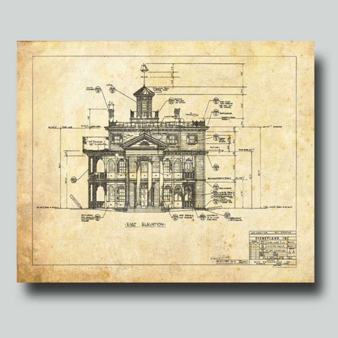 Disneyland Haunted Mansion Blueprint Disney Disneyland Vintage Black