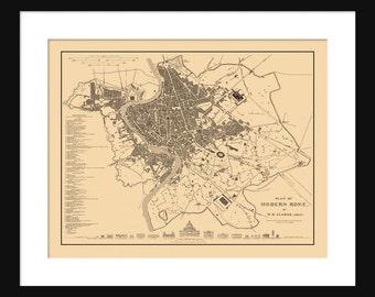 Rome Italy Map - Street Map - Sepia Print Poster - Vintage Map