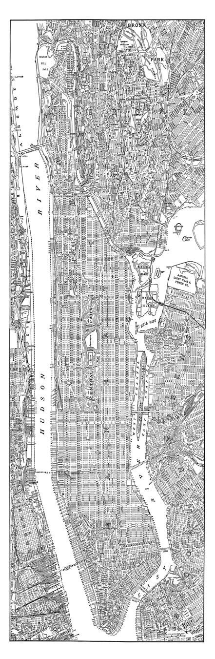 New York City Map - Manhattan Street Map Vintage - Etsy