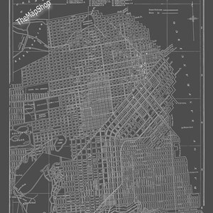San Francisco Map San Francisco Street Map Vintage Dark Gray Print Poster