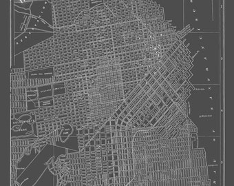 San Francisco Map San Francisco Street Map Vintage Dark Gray Print Poster