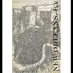 New Orleans Street Map Vintage Gray Grunge Print Poster - Title