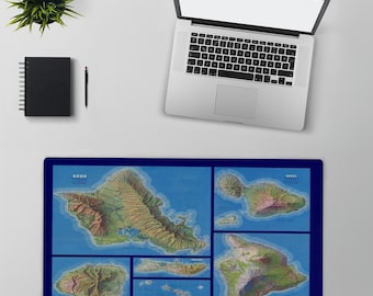 Hawaï - Îles Hawaï - Tapis de bureau - Sous-main - Carte - Tapis de souris