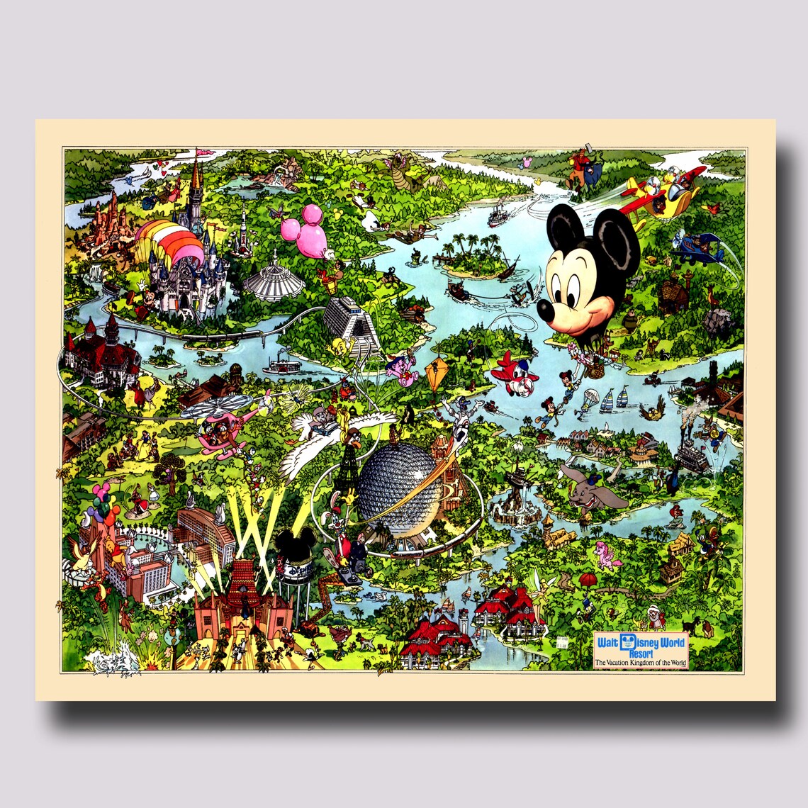Disney World Map Vintage Disney Map Panoramic Birds Eye Etsy