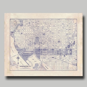 Washington DC - Map - Street Map - Vintage - Blueprint  - Print - Poster
