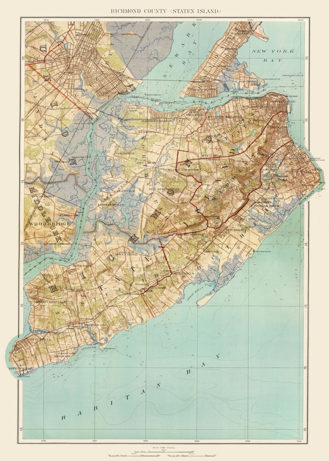 Staten Island Maps of New York City Print Poster