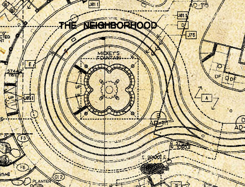 Toontown Layout Disneyland - Toontown - Blueprint - Map - Vintage - Sepia - Black Ink ...