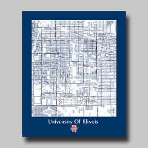 University of Illinois - Urbana - Champaign - Illini - Illinois - Map - Print - Poster