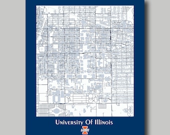 University of Illinois - Urbana - Champaign - Illini - Illinois - Map - Print - Poster