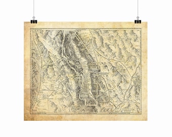 Death Valley - California - Map - Print - Poster - Sepia -Vintage