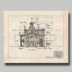 Disneyland - Haunted Mansion - Blueprint -  Disney - Disneyland - Black Ink - Grunge - Print - Poster