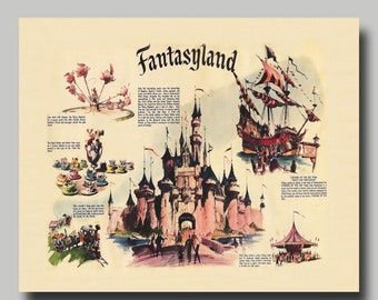 Fantasyland - 1955 - Vintage -  Print - Poster - Grand Opening