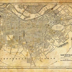 Louisville - Kentucky - Map - Vintage - Sepia - Print - Poster