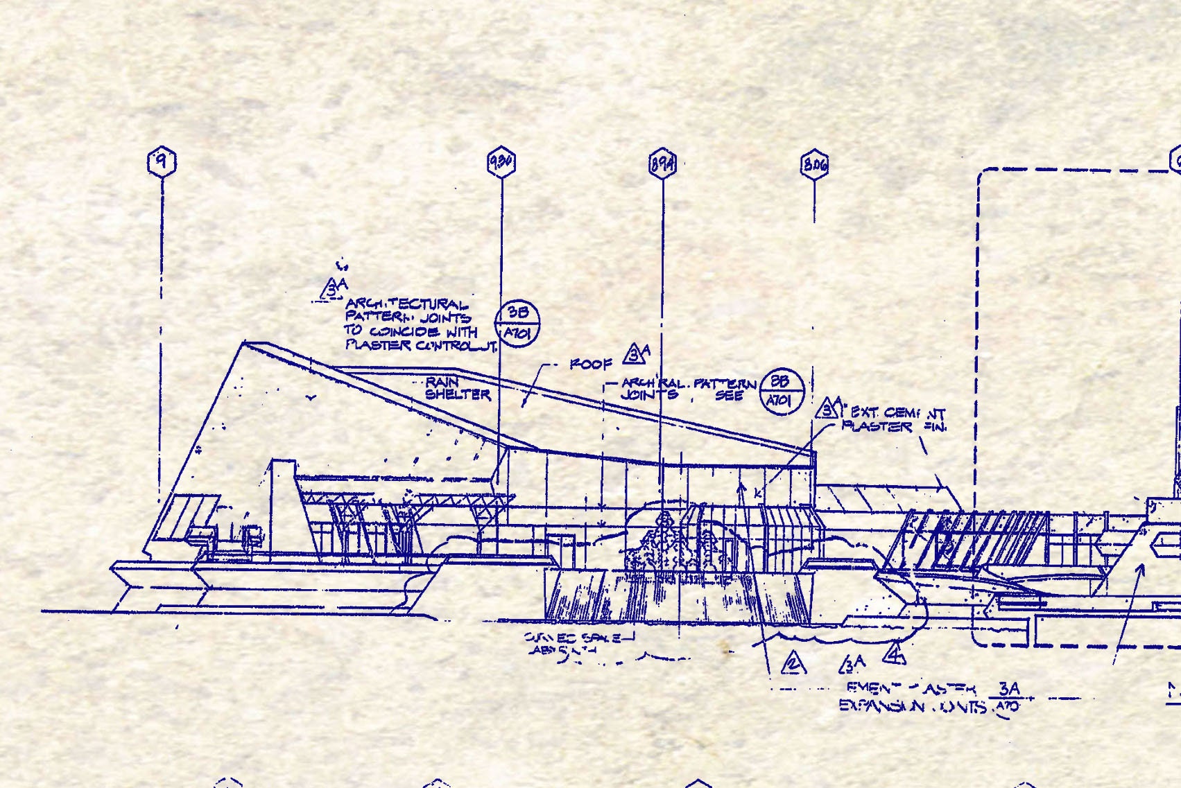 Disney World - Epcot - Blueprint - Vintage - Gray - Blue Ink - Print ...