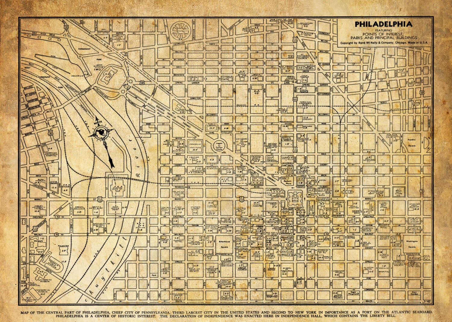 Philadelphia Map Street Map Vintage Grunge Print Poster - Etsy