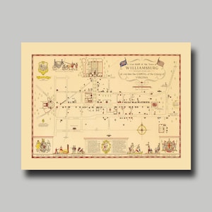 Williamsburg - Virginia - Map  - Vintage - Print - Poster