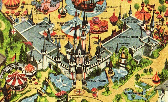 Disneyland Map - Disney Map - Panoramic - Birds Eye View - 1976