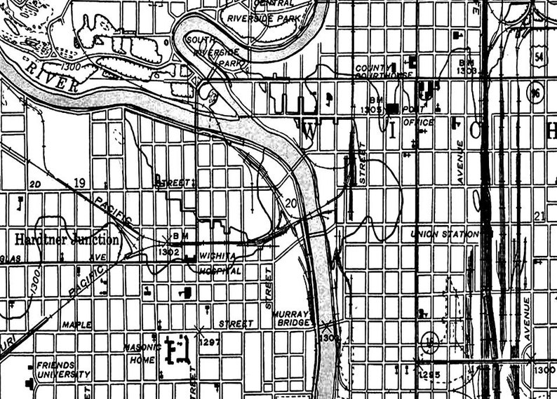 Wichita Kansas Map Street Map Vintage Poster Print - Etsy