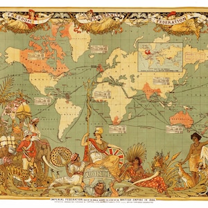 World Map of the British Empire 1886 - Print Poster