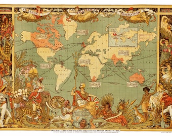 World Map of the British Empire 1886 - Print Poster - Etsy
