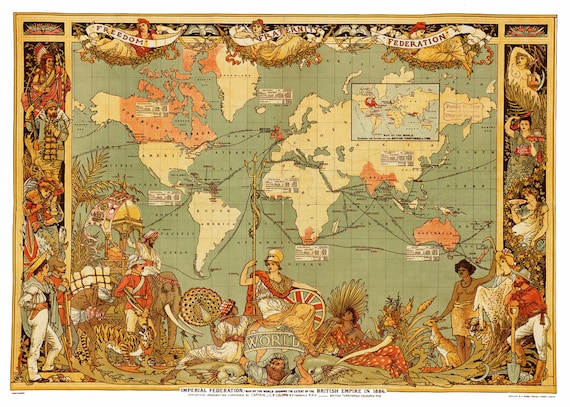 World Map Of The British Empire 16 Print Poster Etsy Norway
