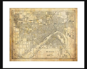 St Paul - Minnesota - Map - Sepia- Vintage Print Poster