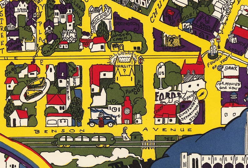 Northwestern University Map Vintage Print Poster Etsy