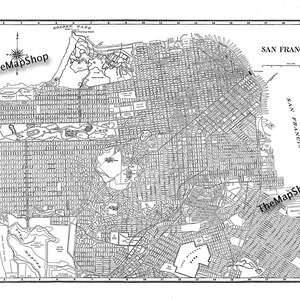 San Francisco Map - Street Map Vintage Print Poster