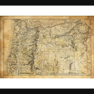 Oregon State Map Vintage Print Poster Grunge