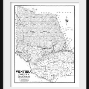 Ventura Californiia Map Vintage Print Poster Topography