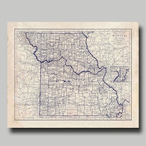 Missouri -  Map - State Map - Vintage - Blueprint - Print - Poster