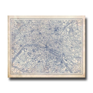 Paris - Map - Street Map - Blue - Blueprint - Poster - Print