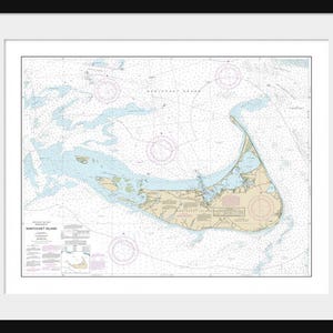 Nantucket Island Map - Nautical Map - Nautical Chart - Map Art - Print - Poster