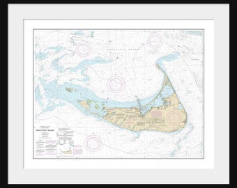 Nantucket Island Map - Nautical Map - Nautical Chart - Map Art - Print - Poster