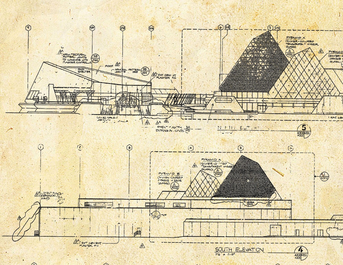Disney World - Epcot - Blueprint - Vintage - Sepia - Black Ink - Print ...