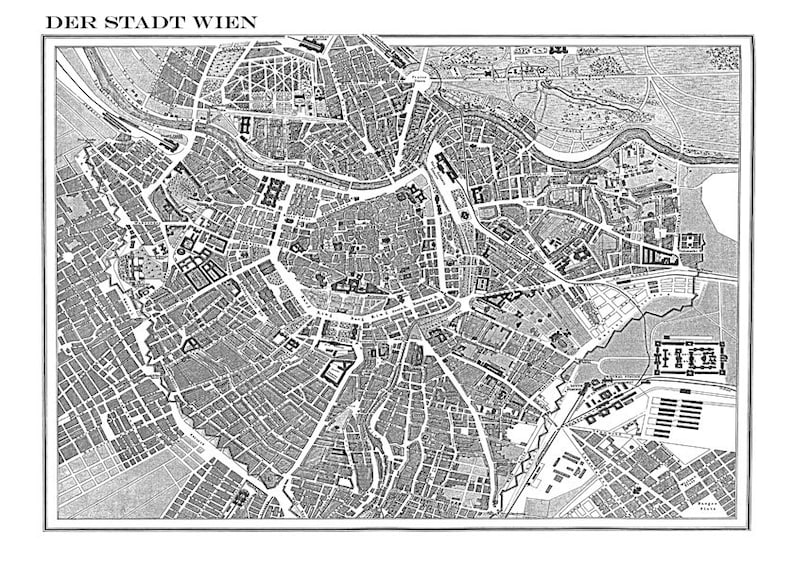 Vintage 1800 Vienna Street Map 11x14 2 image 1