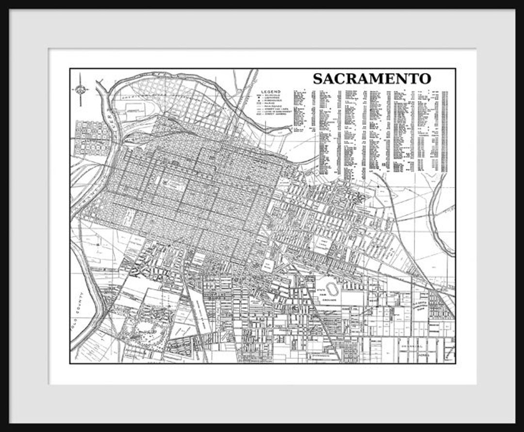 Sacramento Street Map 1938 Street Map Vintage Print Poster - Etsy