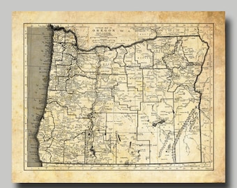 May include: An antique map of Oregon, showing the state's counties and major cities. The map is printed on aged paper with a vintage aesthetic. The map is titled "Popular Map of Oregon" and includes the text "W.A." for Washington, "I.T." for Idaho, and "C.T." for California.