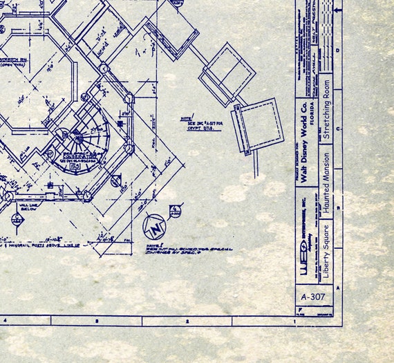 Haunted Mansion Ride - Disney World - Blueprint - Disney - Blue