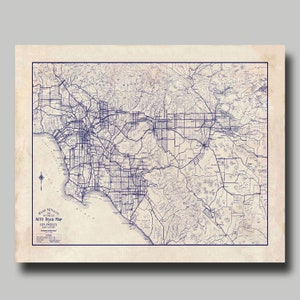 Los Angeles - Map - Street Map - Blueprint - Vintage - California