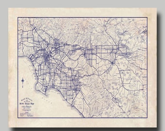 Los Angeles - Map - Street Map - Blueprint - Vintage - California