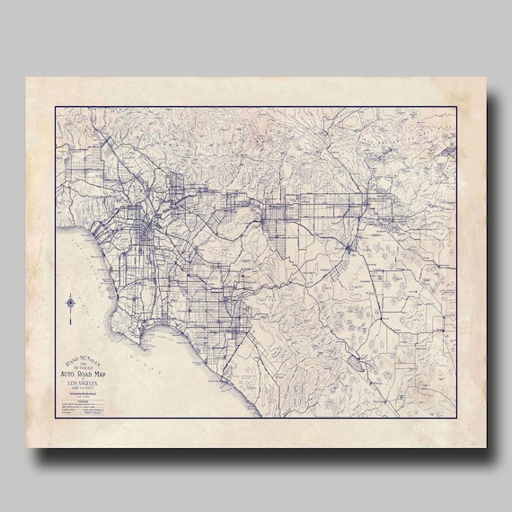 Los Angeles - Map - Street Map - Blueprint - Vintage - California